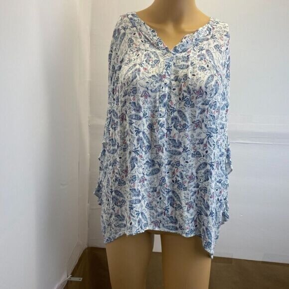 Lauren Conrad Womens Floral Button Up Ruffle  Blouse Top Size XL Multicolor Used - Picture 10 of 15